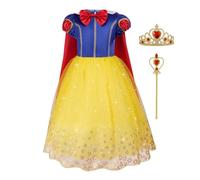 Aomig Disfraz Blancanieves Niña Con Varita Mágica, Corona y Capa Roja, Vestidos Princesa de Dibujos Animados, Halloween Cosplay Cumpleaños Carnaval Fiesta, 100cm