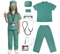Aomig Disfraz de Medico Niños, Cosplay Médico Juego Regalo para Niños Niñas Verde 150 Yardas