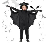 Aomig Disfraz Halloween Niña, Capa de Murciélago con Guantes Capucha, Disfraz Murcielago Niños, Capa de Bruja para Niños, Disfraz de Vampiro para Halloween Carnavales Fiestas Temáticas Cosplay, M