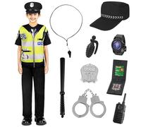 Aomig Disfraz Policía, 11PCS Kit Esposas, Walkie L