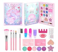 Aomig Juego de maquillaje infantil para niña, 36 unidades, lavable, juego de cosméticos en 23 colores, con esmalte de uñas, pintalabios, maletín de maquillaje, edad 4-12, juguete para Halloween