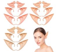 Aomig Orejas de Elfo, 9 Pares Orejas Hada con 3 Tamaños para Adultos y Niños, Orejas Duende de Látex Suave Anime Props, Accesorios de Alas de Hada para Vestir Elfos Cosplay Halloween Carnaval Fiesta