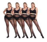 Aomig Pantimedias Mujer, 15 DEN 4 PCS Medias Lisas para Mujer, Medias Moldeadoras con Ultra Transparente Elegante, Medias Cintura Alta para Las Piernas un Aspecto Natural Únic (Grande Negro)