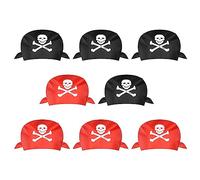 AOMIG Pañuelo Pirata para la Cabeza, 8PCS Pañuelo Triángulo Pirata，Accesorios de Ropa Pirata, Bandana para Fiestas de Pirata, Club, Cosplay, Halloween y Niños Adulto（ 4 Rojo+ 4 Negro ）
