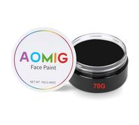 Aomig Pintura Cara Halloween Negro, 70g Lata Extra Grande Pintacaras Infantil, Pintura Cara Niños Hipoalergenica para Maquillaje Carnaval, Pintura Facial y Corporal de Cosplay Fiesta Festival Artes