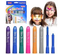 Aomig Pinturas Cara para Niños, 6 Colores Crayones de Pintacaras Infantil, Pintura Facial Destello para Barriga Embarazada, Pintura Corporal y Facial para Carnaval Cosplay Halloween Navidad