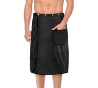 Aomig Toalla Sauna para Hombre, 80cmX150cm Toalla de Sauna con Cierre de Gancho y Bucle de Banda Elástica, Toallas Gimnasio con Bolsillo para Sauna Fitness Playa Baño
