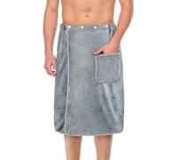 Aomig Toalla Sauna para Hombre, 80cmX150cm Toalla de Sauna con Cierre de Gancho y Bucle de Banda Elástica, Toallas Gimnasio con Bolsillo para Sauna Fitness Playa Baño, Gris Claro