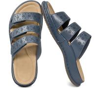 Aomigoct Sandalias cómodas para mujer: sandalias elegantes de verano para caminar, puntera abierta, soporte de arco ajustable, zapatos casuales para mujer, Azul, 38 EU