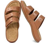 Aomigoct Sandalias cómodas para mujer: sandalias elegantes de verano para caminar, puntera abierta, soporte de arco ajustable, zapatos casuales para mujer, Marrón, 41 EU