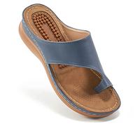 Aomigoct Sandalias para mujer, zapatos de cuña: cómodas sandalias ortopédicas para mujer, sandalias elegantes de verano, informales, para caminar, Azul, 40 EU