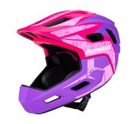 Aomiun Casco Integral para Niños con Casco Juvenil Mejorado, Mentonera Reforzada, 18 Orificios de Ventilación, de Bicicleta, Transpirable y Ligero, Talla (51-54 cm) (Rosa Morado Rojo)