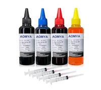 Aomya 400ml Juego de Cartuchos de 100 ml de Tinta rellenables para impresoras de inyección de Tinta HP 61 60 62 63 950 951 564 920 901 301 302 303 o Sistemas CIS/CISS, Set de 4 Colores con 4 jeringas