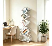 AONASRDI Bookshelf Abierto con ruedas para libros, CD, estantería giratoria de 5 niveles, capacidad de carga 50-100 libras, estantería de cubos para salón, dormitorio y oficina en casa (blanco)