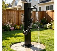 AONASRDI Grifo de jardín de acero inoxidable 304, columna de agua para jardín, 2 conexiones con grifo y pistola pulverizadora, grifo de agua exterior para riego y limpieza al aire libre (95 cm)