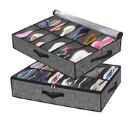 AONAT 2 Pcs Organizador Zapatos debajo Cama,Bolsas con Tapa Transparente,para 24 Pares de Zapatos Caja Plegable de Almacenaje,Organizadores Debajo De La Cama para Niños Y Adultos