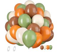 AONAT 50 Piezas Globos de 12 pulgadas de color verde, naranja y marrón, globos de otoño, para decoración de otoño, fiesta temática del bosque de Acción de Gracias, cumpleaños infantil