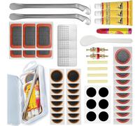 AONAT 56 Piezas Kit Pinchazos Bicicleta, Parches de Reparación de Bicicletas, Parches Bicicleta Autoadhesivo Kit con Palanca para Neumáticos y Lima Metálica para Bici de Carretera/Montaña/Motos