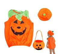 AONAT Disfraz de Calabaza para Niños con Cesta y Sombrero - Traje de Halloween para Decoración de Cosplay y Fiesta