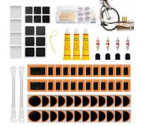 AONAT Kit Reparación Bicicleta 128 Piezas, Parches Autoadhesivos para Neumáticos, Kit Pinchazos Bici con Caja Portátil, Adecuado para Bicicletas de Montaña y Carretera