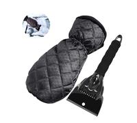 AONAT Rascador de Hielo Coche con Guante,Rascador Parabrisas Invierno 2 en 1 con Guante Impermeable y Forro Cálido,Rasqueta de Hielo y Nieve para Ventanas y Cristales de Automóvil,Negro,L