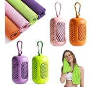 AONAT Toalla Refrescante 4 Unidades,Cooling Towel Toalla Refrigerante Microfibra Secado Rápido,Efecto Frío Instantáneo,Toalla Deportiva para Fitness Gym Running 30x90 cm con Funda