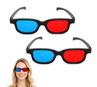AONAYO 2 gafas 3D, gafas 3D, para televisión, gafas 3D, color rojo y azul, para películas, juegos de PC, espectáculos de luz, cine en casa, fiestas de vacaciones, antivaho y antiarañazos,