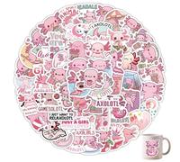 AONAYO Juego de 100 pegatinas de Axolotl, juguete Axolotl, Axolotl, Axolotl, peluche, Axolotl, lindas pegatinas para niños, fanáticos de Axolotl, para portátiles, maletas, cascos, cuadernos, coches