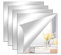 AONAYO Lámina autoadhesiva para espejo, 4 unidades, 20 x 20 cm, autoadhesiva, flexible, no se rompe ni se rompe, espejo de cuerpo entero, adecuado para puertas, baños, habitaciones