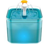 AONBOY Fuente para Gatos Ultra Silenciosa, 2 litros, con Luz LED, Filtro De Carbón Activado Y Bomba De Agua