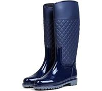 AONEGOLD Botas de Agua Mujer Botas de Lluvia Impermeable Altas Bota de Goma Wellington Boots Otoño e Invierno(Azul Forradas,37 EU)