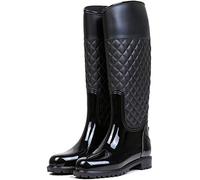 AONEGOLD Botas de Agua Mujer Botas de Lluvia Impermeable Altas Bota de Goma Wellington Boots Otoño e Invierno(Negro,35 EU)