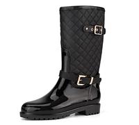 AONEGOLD Botas de lluvia para mujer Botas de Agua Altas Goma Botines Impermeable Antideslizante Wellington Boots Exterior Jardín Bota(Negro,39 EU)
