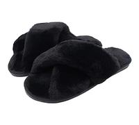 AONEGOLD Zapatillas De Estar por Casa Mujer Interior Felpa Antideslizante Slippers Warmer Pantuflas Invierno Interior Exterior Cómodas Zapatos(Negro,Tamaño 40-41)