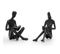 Aoneky Mini Figuras de Pareja Leyendo Libro - Estatua Abstracta Moderna de Hierro Fundido, Regalo Original de San Valentín Navidad Aniversario Boda, Decoración para Hogar Casa Oficina
