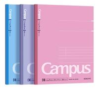 AONELAS KOKUYO Cuaderno de campus, 9-3/4 x 7-1/2 pulgadas, rayado universitario, 80 hojas (160 páginas), resistente al sangrado, paquete de 3 colores: rosa, azul, lavanda, fabricado en Japón