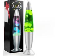 AONESY Lámpara de lava de 7 colores que cambian automáticamente: Lámpara de lava de 34 cm pequeña con cera blanca y líquido blanco | Lámparas de lava azul/rojo/verde | Lámpara de purpurina regalo de