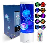 AONESY Lámpara LED Medusa 17 colores, lámpara medusa, lámpara de lava, acuario, lámpara medusa para niños con mando a distancia, lámpara de lava, decoración de acuario, luz ambiental, blanco
