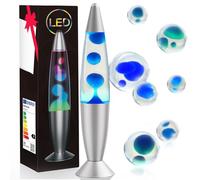 AONESY Lámparas de Lava LED 34cm Lámpara de Lava que Cambia de Color Niños Blanco Líquido Azul Cera Led Lámpara de Lava para la Decoración del Hogar Hermosa Luz