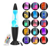 AONESY Lámparas de Lave LED 34cm Lámpara de Lave que Cambia de Color Líquido Blanco y Cera Blanca Casco negro Retro Astro Lámpara para Decoración del Hogar Hermosa Luz Regalo para Navidad