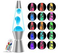 AONESY Lámparas de Lave LED 37cm Lámpara de Lave que Cambia de Color Líquido Blanco y Cera Blanca Casco negro Retro Astro Lámpara para Decoración-Blanco