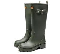 AONETIGER Botas de Agua Altas Mujer Antideslizante Zapatos de Lluvia Chelsea Impermeables Wellington Botines Moda Botas de Goma (Verde,36EU)