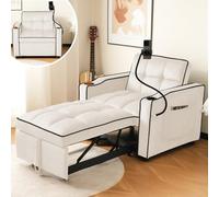 AONETIGER Sillón con reposapiés, respaldo ajustable en 5 niveles, inclinable, silla con estante lateral (beige + espuma + 1 asiento, pequeño)