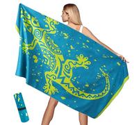 Aonext Toalla de playa de microfibra grande, 200 x 100 cm, compacta y antiarena, toalla de playa de microfibra ligera y de secado rápido, con bolsa de red, toalla de playa para hombre