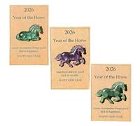 Aonfk Caballo de cristal de la suerte, símbolo de fuerza y nuevos comienzos, sabiduría y éxito, regalo decorativo de Año Nuevo para nuevos comienzos e hitos de la vida (3 piezas-#A)