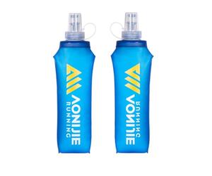 AONIJIE 2pcs unidades 250 ml / 500 ml Plegable Deportes BPA Libre de PVC Botella plegable para deporte Flask Botella de Hidratación (500ML-2PCS)