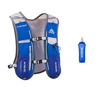 AONIJIE 5L multifunción Mochilas de hidratación, Comodidad y Estabilidad, Rápido Acceso a la hidratación, Simplicida, Ligero Mochila Hidratacion para Ciclismo Carrera (Azul+Soft Flask 500ml)