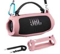 AONKE Funda de silicona compatible con altavoz Bluetooth portátil JBL Charge 6 con correa de hombro desmontable y gancho de utilidad (solo funda (rosa)