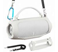 AONKE Funda protectora de silicona con correa para el hombro, compatible con altavoz portátil JBL Charge 6 (blanco)
