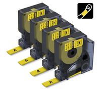 Aonomi Etiquetas industriales de repuesto para DYMO 18056 A18056 12 mm, etiqueta de tubo termorretráctil compatible con DYMO Rhino 4200, 5200, 5000, 6000, 6000+, negro sobre amarillo, 1/2 pulgada x